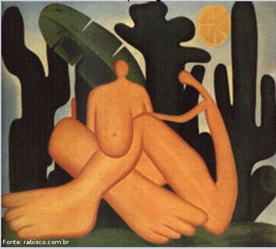 Imagem de Tarsila do Amaral intitulada Antropofagia. O professor pode explorar os conceitos da obra que esto tambm representado no Modernismo e no Antropofagismo, criado por Oswald de Andrade, por meio de seu Manifesto Antropfago de 1928. 
<br /><br />
Palavras-chave: Tarsila do Amaral. Antropofagia. Manifesto. Semana de arte moderna.