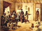 Imagem de Johann Moritz Rugendas, desenhista documentarista, de 1825, que representa a habitao dos fazendeiros. A imagem pode ser utilizada para contextualizar o perodo literrio Romntico.  <br /><br /> Palavras-chave: Rugendas. Fazendeiro. Escravo. Romantismo.