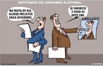 Charge do jornalista ilustrador Ccero Lopes. Por meio dessa imagem pode-se trabalhar com as especificidades do gnero charge e seu discurso. <br /><br /> Palavras-chave: Gnero textual. Charge. Discurso. Linguagem verbal. Linguagem no verbal. Eleio. Campanha eleitoral.