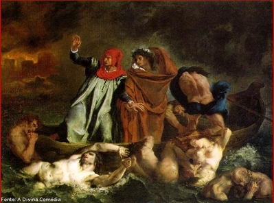 Dante e Virgílio no Inferno, ilustração da Divina Comédia, 1861