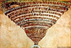 Ilustrao de Sandro Botticelli, do sculo XV, que mostra o Mapa do Inferno, que representa um dos Cantos do "Inferno", primeiro dos trs longos poemas que formam a Comdia (posteriormente Divina Comdia), obra-prima de Dante Alighieri.  <br /><br />  Palavras-chave: Inferno. Poemas. Comdia. Dante Alighieri. Literatura. 