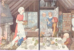Imagem da Branca de Neve na casa dos sete anes, ilustrado por Nancy Ekholm Burkert, artista e ilustradora americana.  Nela temos os personagens do conto de fadas "Branca de Neve e os Sete Anes", escrito por Jacob e Wilhelm Grimm. <br /><br /> Palavras-chave: Branca de neve. Sete Anes. Conto de fadas. Irmos Grimm. 