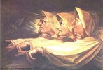 Imagem da tragdia Macbeth de William Shakespeare em que Macbeth e o seu companheiro de luta, Banquo, so surpreendidos pela apario sbita da trs bruxas, numa armadilha das artimanhas dos adivinhos. <br /><br />  Palavras-chave: Tragdia. Macbeth. William Shakespeare. Bruxas.